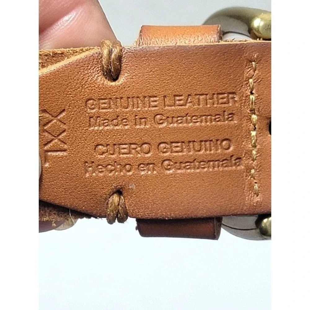 Brown‎ Unisex Leather Belt With Brass Buckle Size XXL